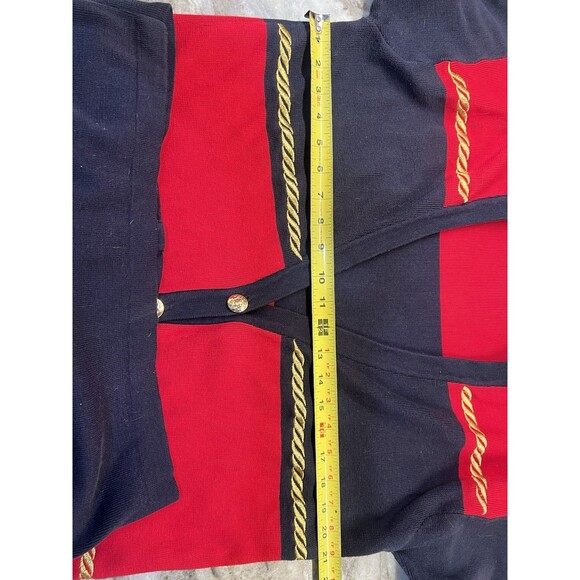 Cappagallo Cardigan Women's Vintage 80s Sz M Nautical Red Blue Gold shoulder Pad - Picture 9 of 10